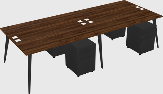Shared rectangular office desk system