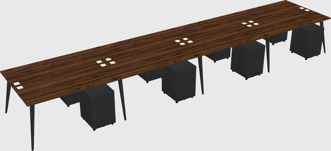 Shared rectangular office desk system