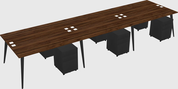 Shared rectangular office desk system
