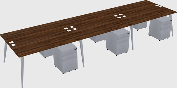 Shared rectangular office desk system