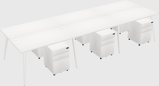 Shared rectangular office desk system