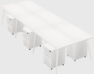 Shared rectangular office desk system