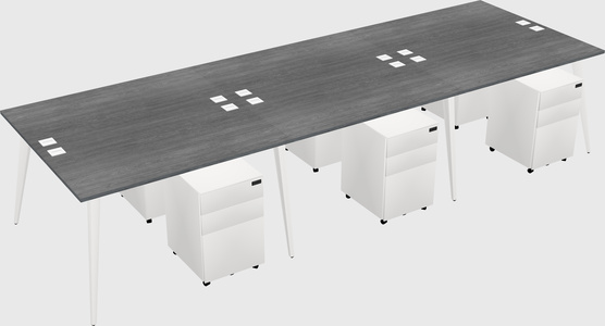 Shared rectangular office desk system