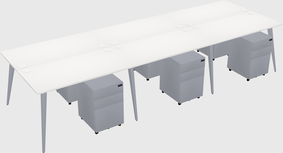 Shared rectangular office desk system