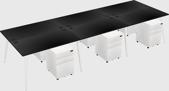 Shared rectangular office desk system