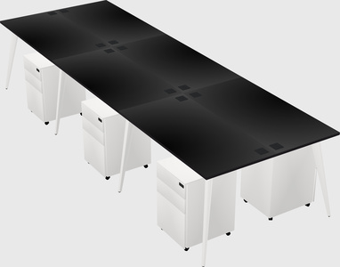 Shared rectangular office desk system