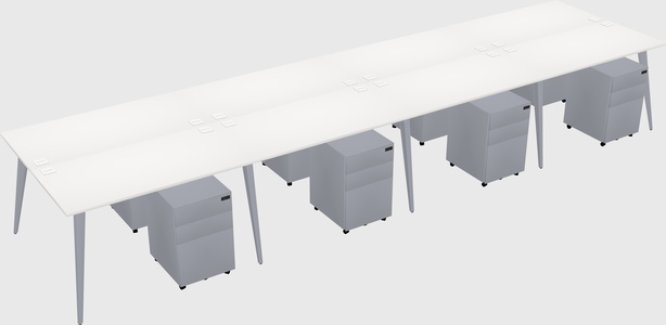 Shared rectangular office desk system