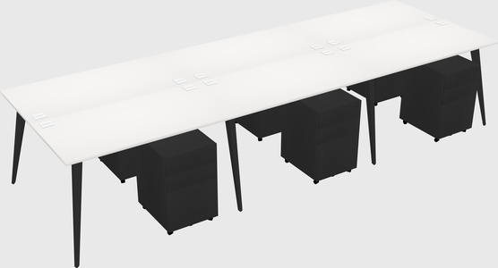 Shared rectangular office desk system