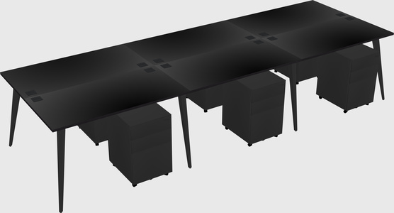 Shared rectangular office desk system