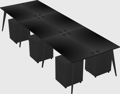 Shared rectangular office desk system
