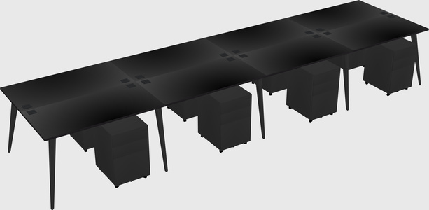 Shared rectangular office desk system