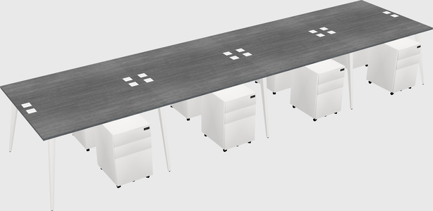 Shared rectangular office desk system
