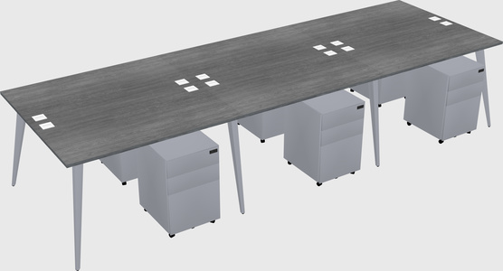 Shared rectangular office desk system