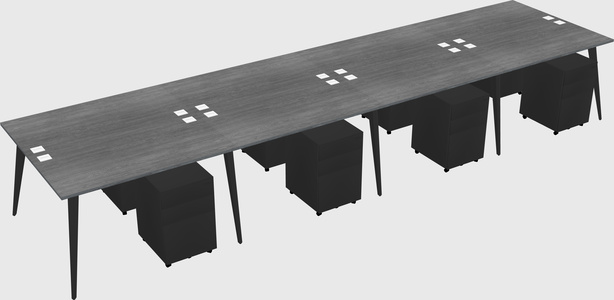 Shared rectangular office desk system