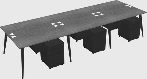 Shared rectangular office desk system