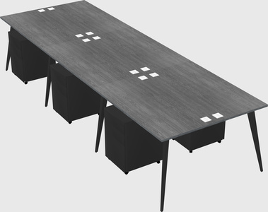 Shared rectangular office desk system