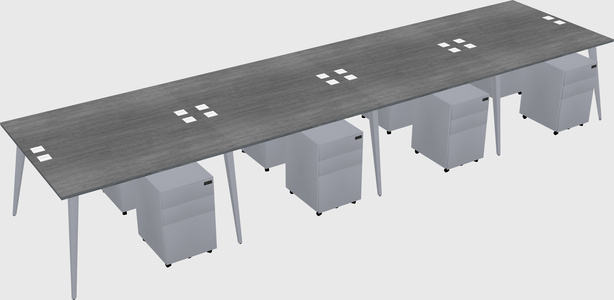 Shared rectangular office desk system