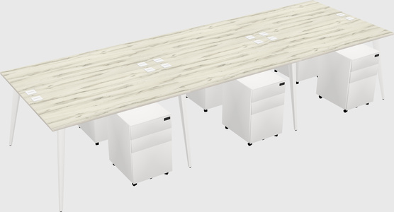 Shared rectangular office desk system