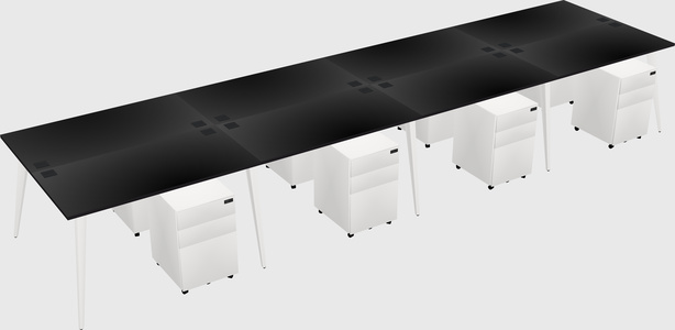 Shared rectangular office desk system