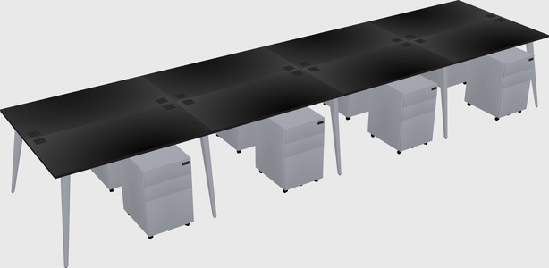 Shared rectangular office desk system