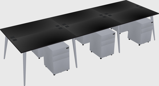 Shared rectangular office desk system