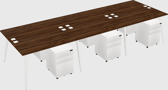 Shared rectangular office desk system