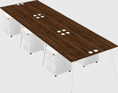 Shared rectangular office desk system
