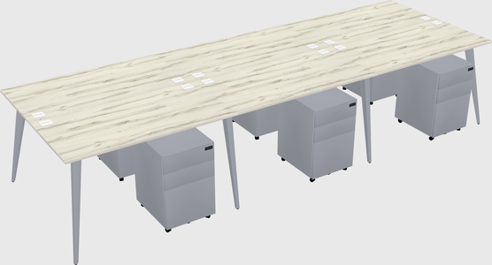 Shared rectangular office desk system