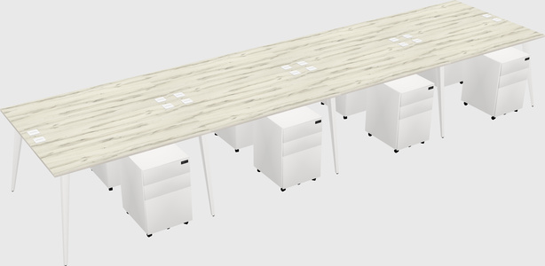Shared rectangular office desk system