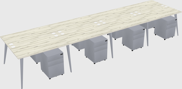 Shared rectangular office desk system