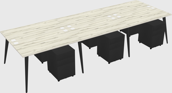 Shared rectangular office desk system