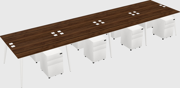 Shared rectangular office desk system