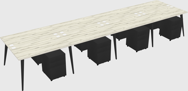 Shared rectangular office desk system