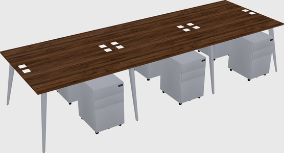 Shared rectangular office desk system