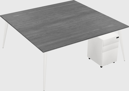 Shared rectangular office desk system
