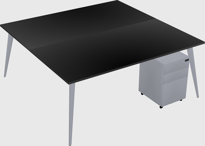 Shared rectangular office desk system