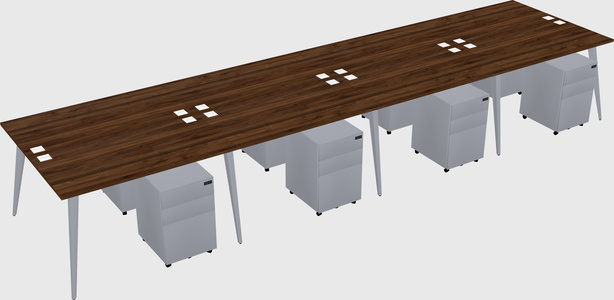 Shared rectangular office desk system