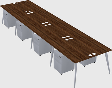 Shared rectangular office desk system