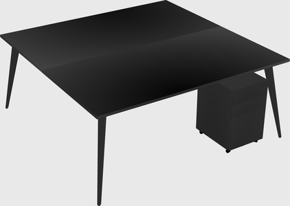 Shared rectangular office desk system