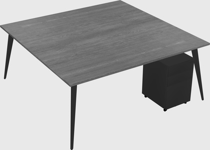 Shared rectangular office desk system