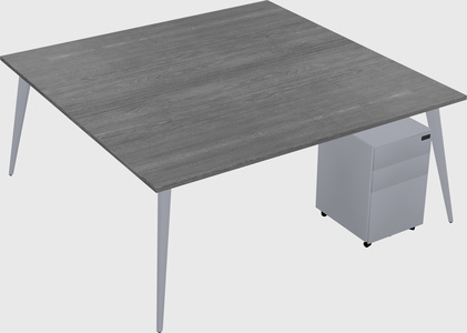 Shared rectangular office desk system