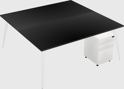 Shared rectangular office desk system