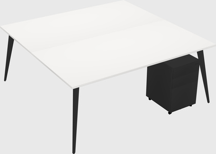 Shared rectangular office desk system