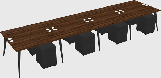 Shared rectangular office desk system