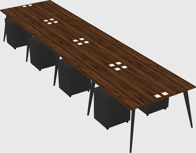 Shared rectangular office desk system