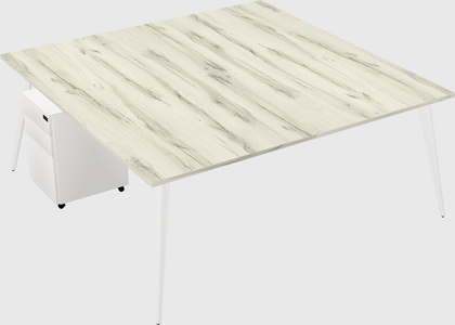 Shared rectangular office desk system