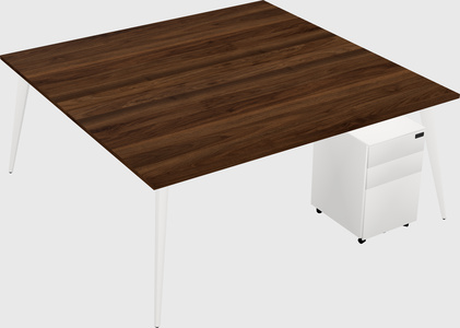 Shared rectangular office desk system