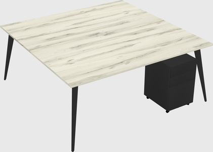 Shared rectangular office desk system