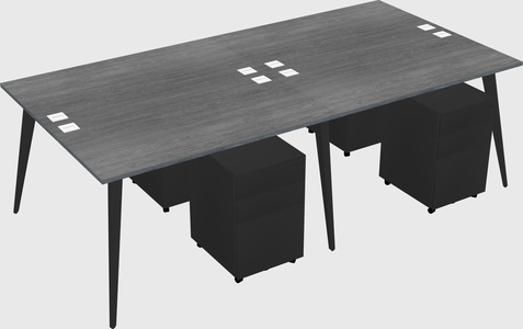 Shared rectangular office desk system