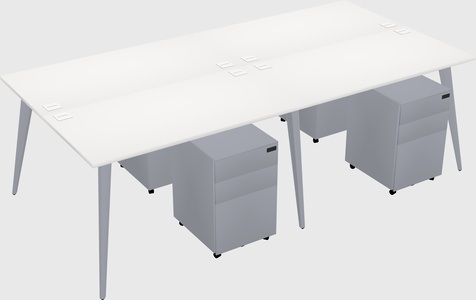 Shared rectangular office desk system